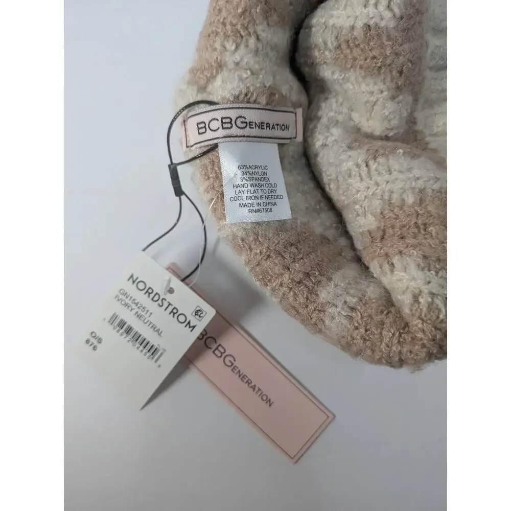 BCBGeneration‎ Harbor Fair Isle Beanie Cuffed Fuzzy One Size Women's New w Tags